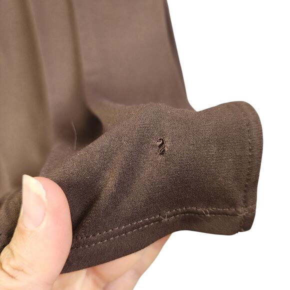 Chicos Womens Maxi Dress Size Large Chocolate Brown Cold Shoulder Stretch Travel - Picture 4 of 15